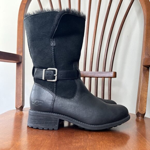 UGG Shoes - UGG Pernille Convertible Boots Black Women’s Sz 6 Wool Leather Warm Booties